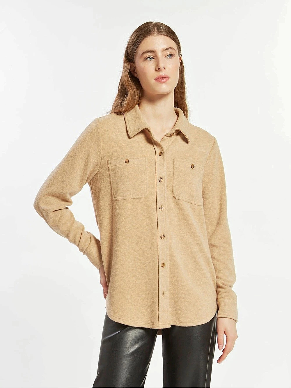 Thread & Supply “Lewis” Button Down  Top in Iced Coffee Sz S NEW